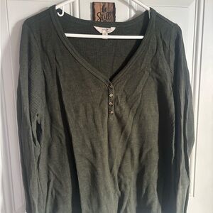 Terra & Sky Forest Green and Brown Long Sleeve Top Duo